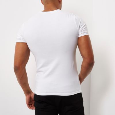 White V-neck muscle fit t-shirt